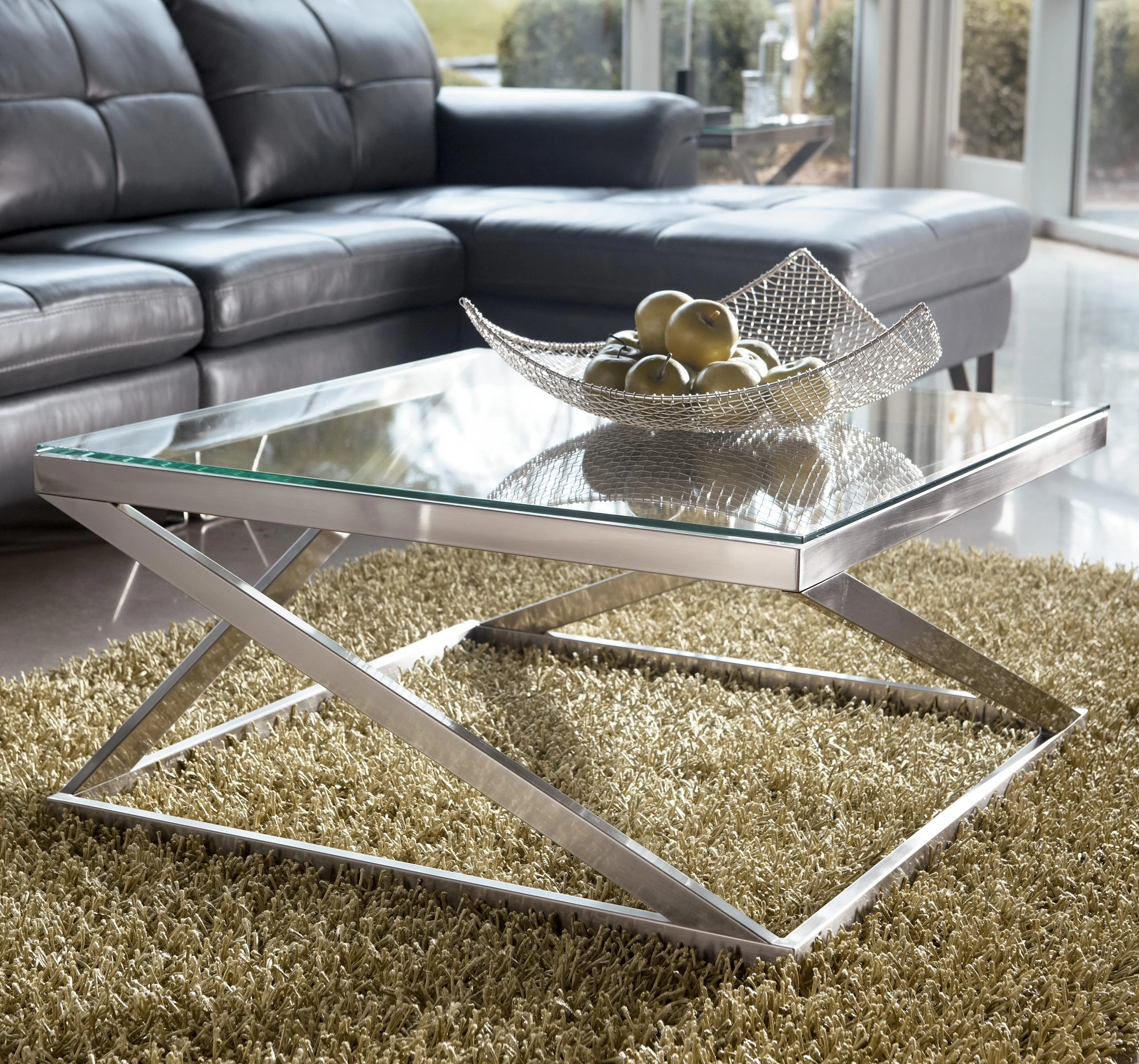 Belfort Select Coylin 136805950 Brushed Metal Square Cocktail Table